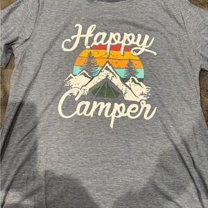 Happy Camper Womensy Gray T-Shirt